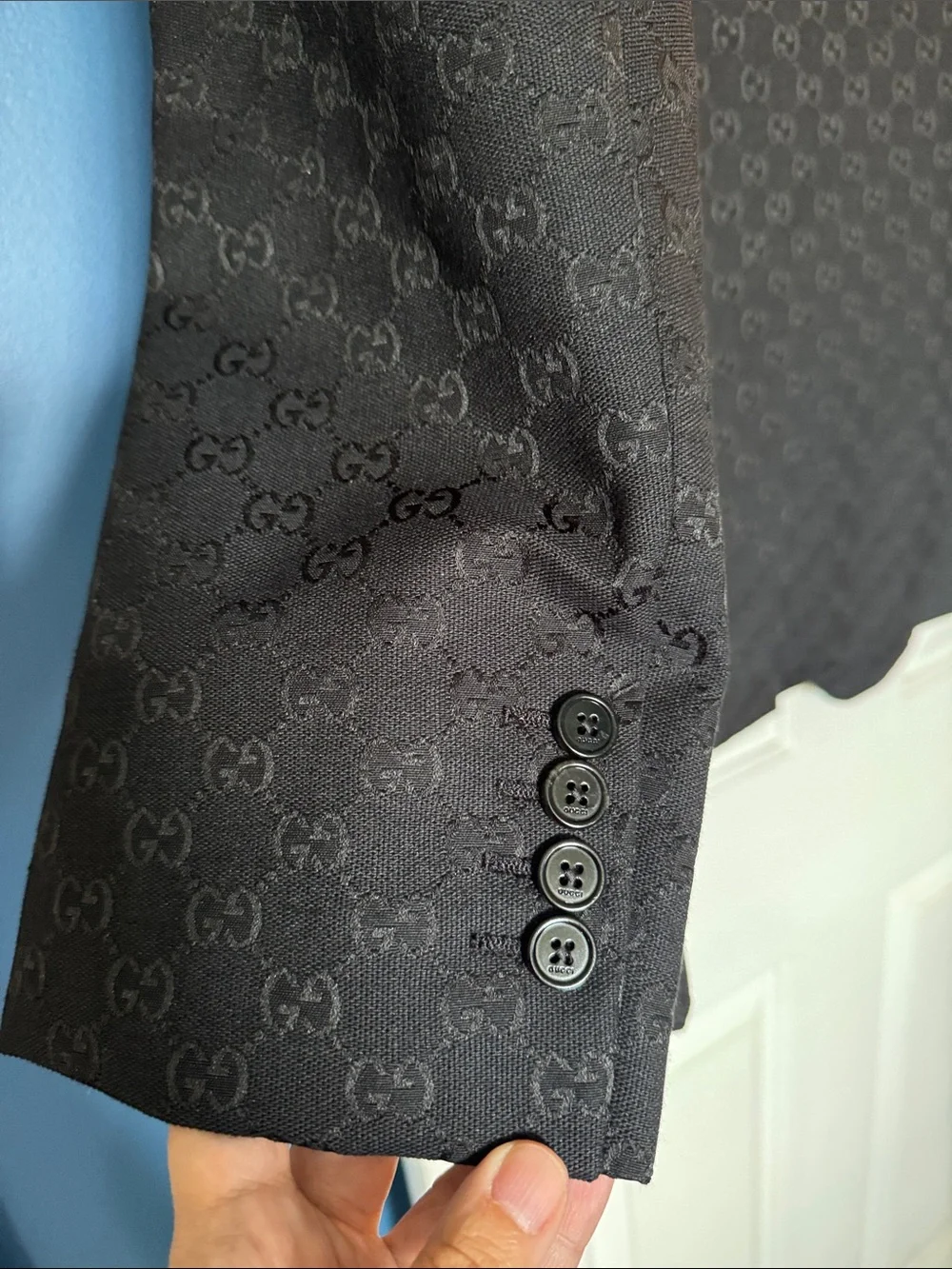 Gucci Black Tonal Monogram Men's Blazer